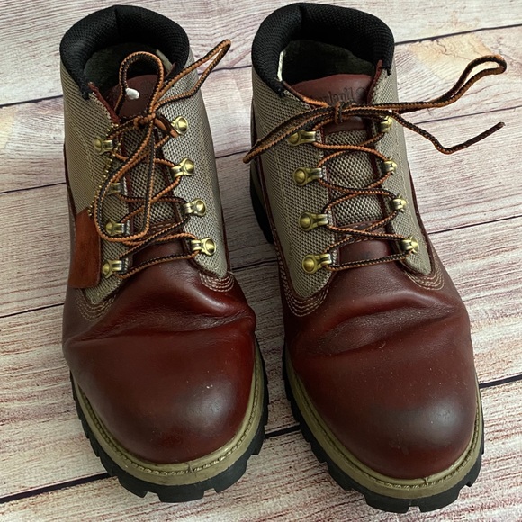 Timberland Canvas & Leather Lace Up Boots Sz 8.5 - Picture 1 of 13